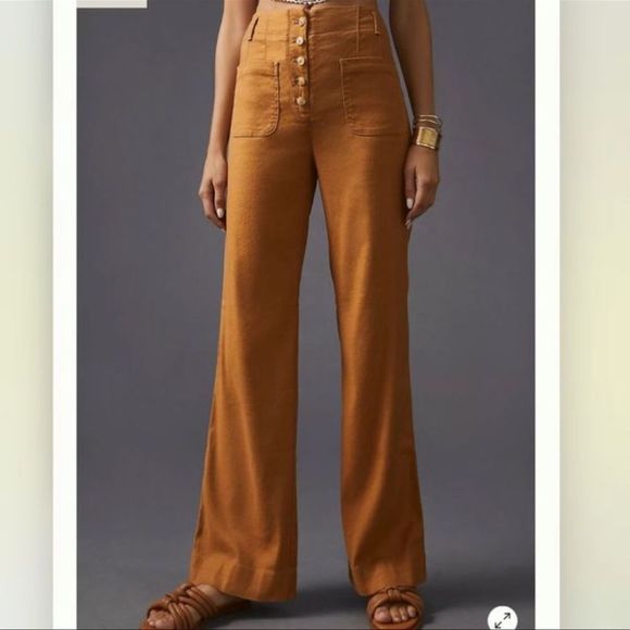 Anthropologie Maeve Relaxed Wide-Leg Trousers Pants NWT Size 14 - Picture 2 of 8